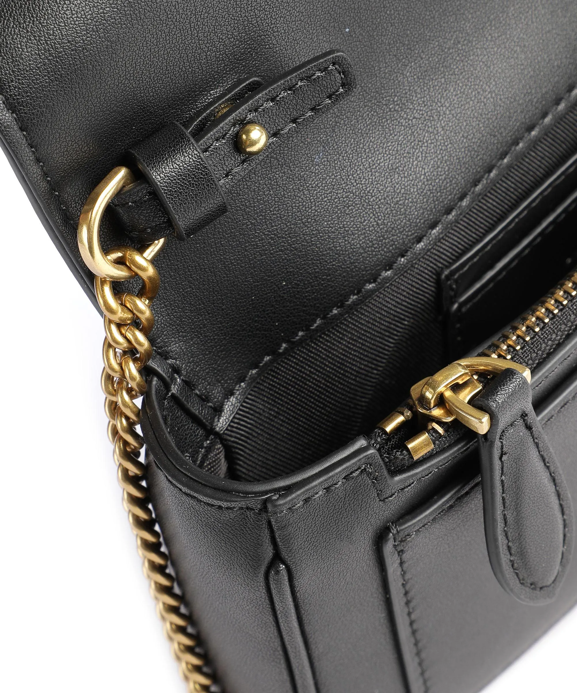  Pinko Love One Borsa a tracolla pelle a grana fine nero  