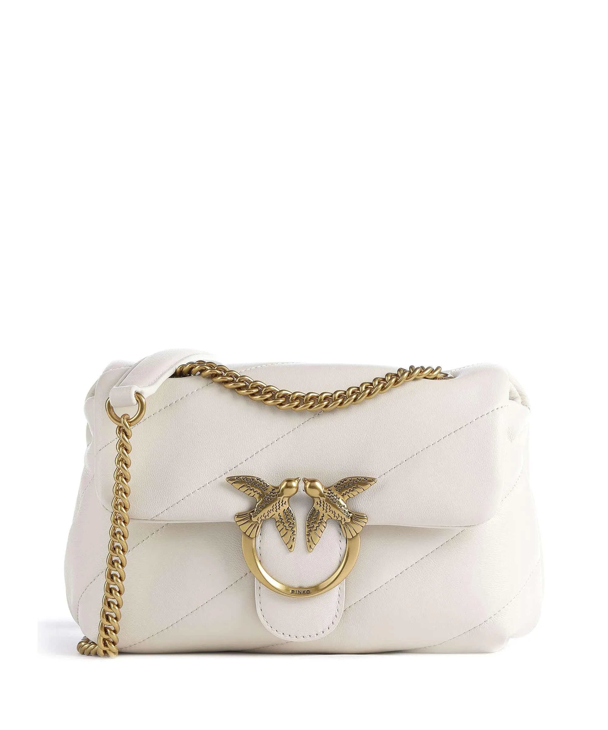  Pinko Love Puff Mini Borsa a spalla pelle di pecora avorio  