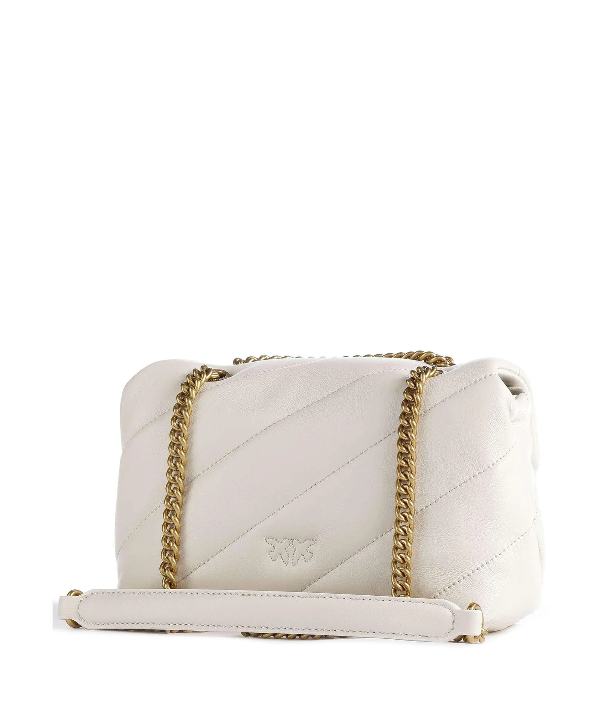  Pinko Love Puff Mini Borsa a spalla pelle di pecora avorio  