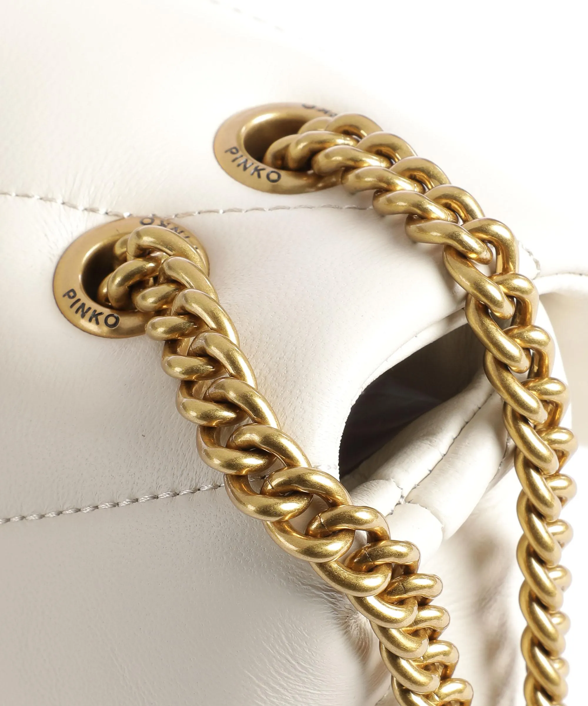  Pinko Love Puff Mini Borsa a spalla pelle di pecora avorio  