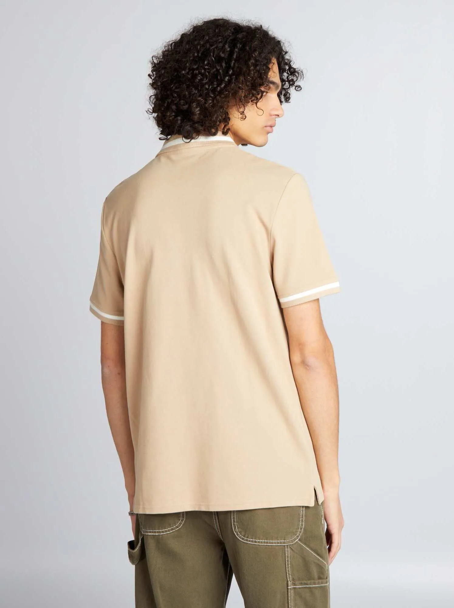 Polo a maniche corte a contrasto - BEIGE