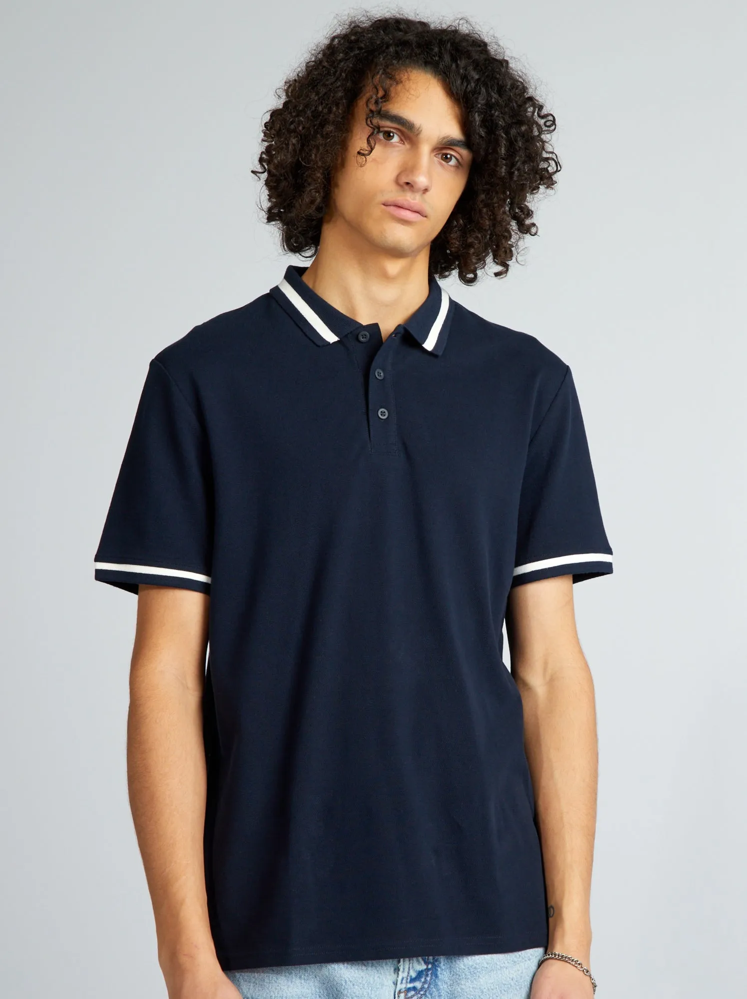 Polo a maniche corte a contrasto - BLU