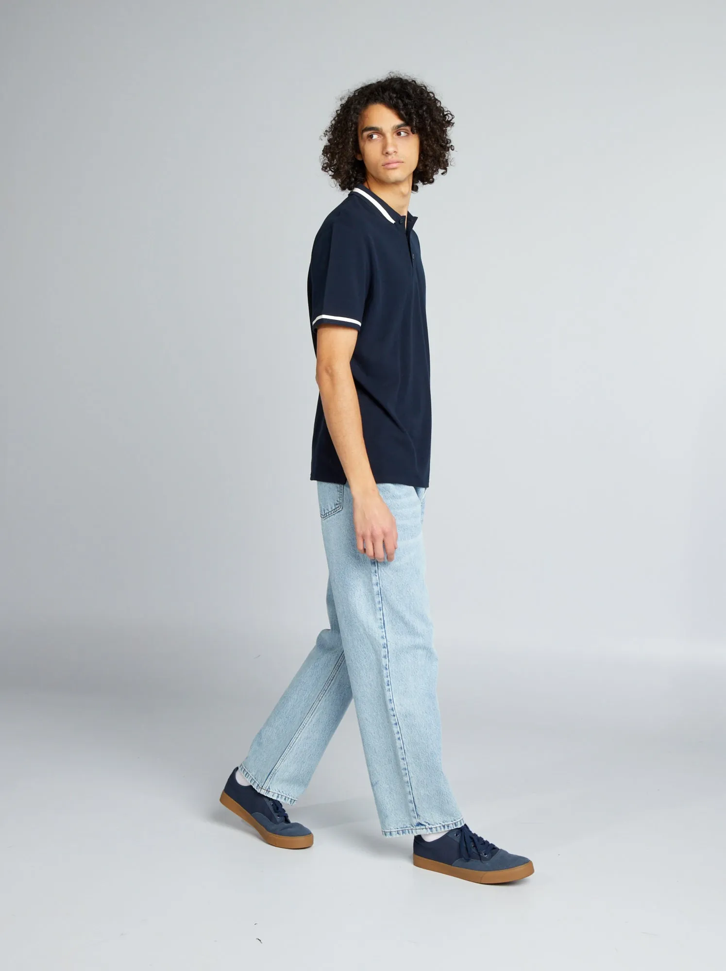 Polo a maniche corte a contrasto - BLU