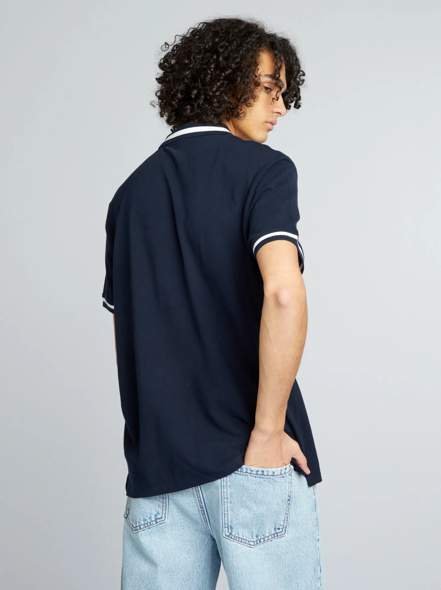 Polo a maniche corte a contrasto - BLU