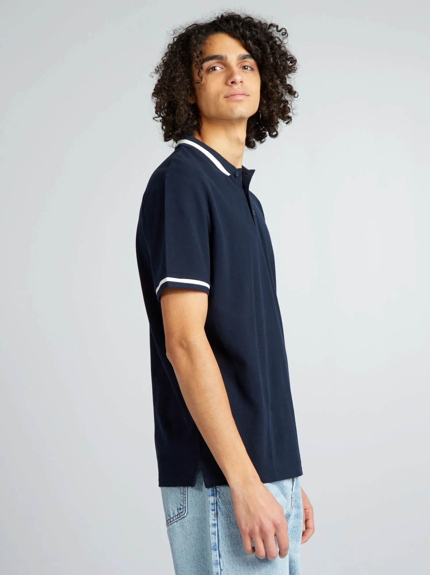 Polo a maniche corte a contrasto - BLU
