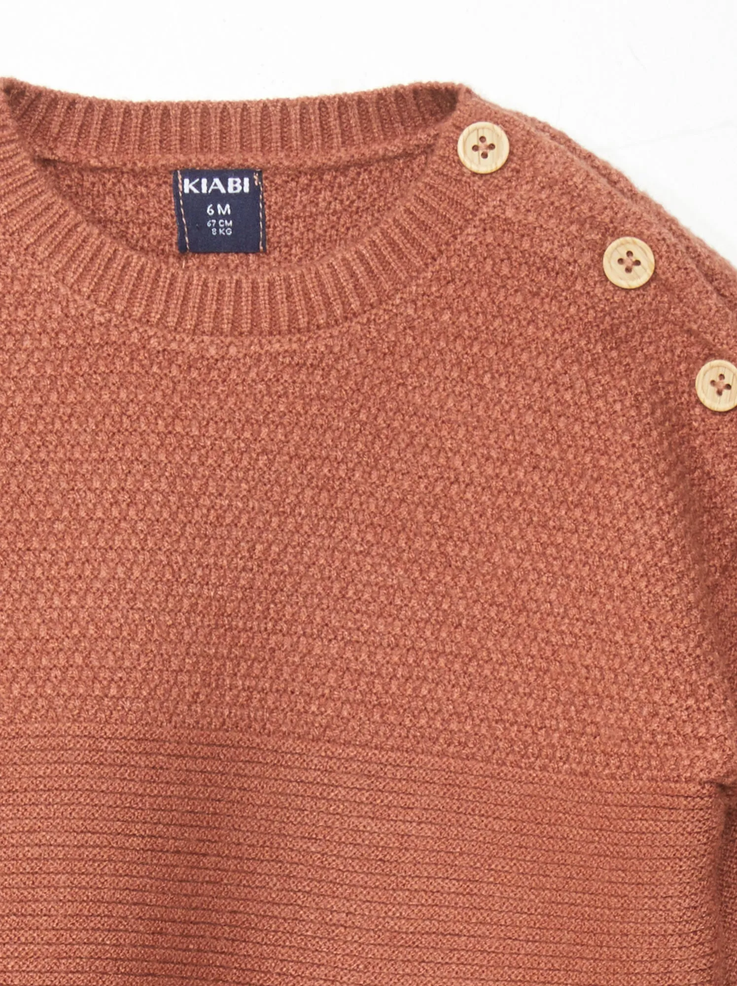 Pullover in maglia con bottoni sulla spalla - MARRONE