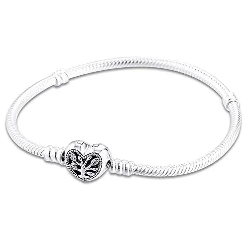 Regalo per la Festa della Mamma Bracciale a Catena con Cuore di Serpente per Donna 925 Argento Fai da Te Adatto per bracciali Pa