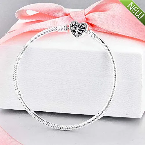 Regalo per la Festa della Mamma Bracciale a Catena con Cuore di Serpente per Donna 925 Argento Fai da Te Adatto per bracciali Pa