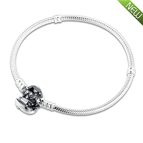 Regalo per la Festa della Mamma Bracciale a Catena con Cuore di Serpente per Donna 925 Argento Fai da Te Adatto per bracciali Pa