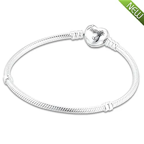 Regalo per la Festa della Mamma Bracciale a Catena con Cuore di Serpente per Donna 925 Argento Fai da Te Adatto per bracciali Pa