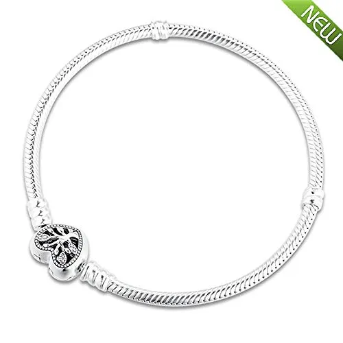 Regalo per la Festa della Mamma Bracciale a Catena con Cuore di Serpente per Donna 925 Argento Fai da Te Adatto per bracciali Pa