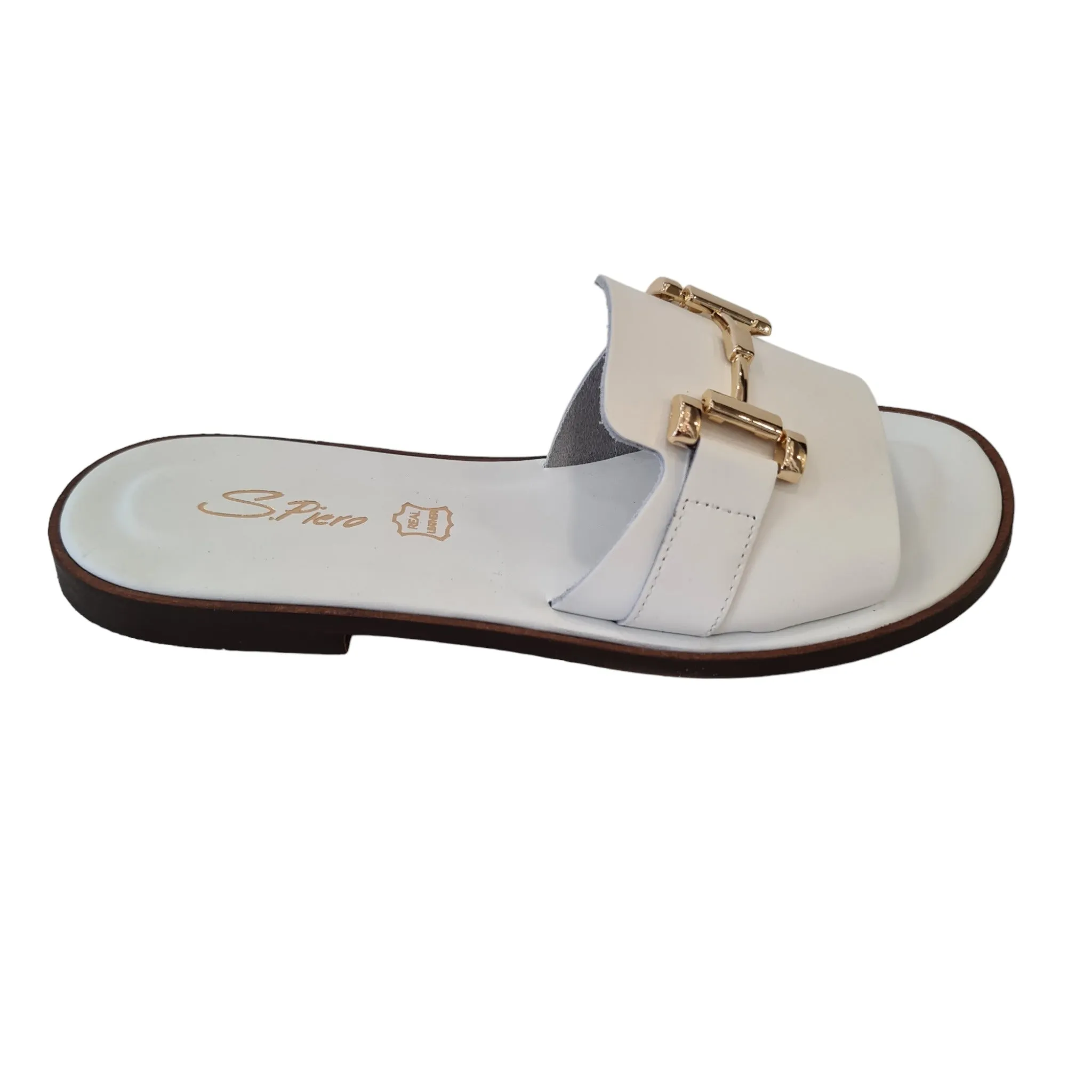 San Piero Sandalo Bianco Accessorio Oro Rif.29