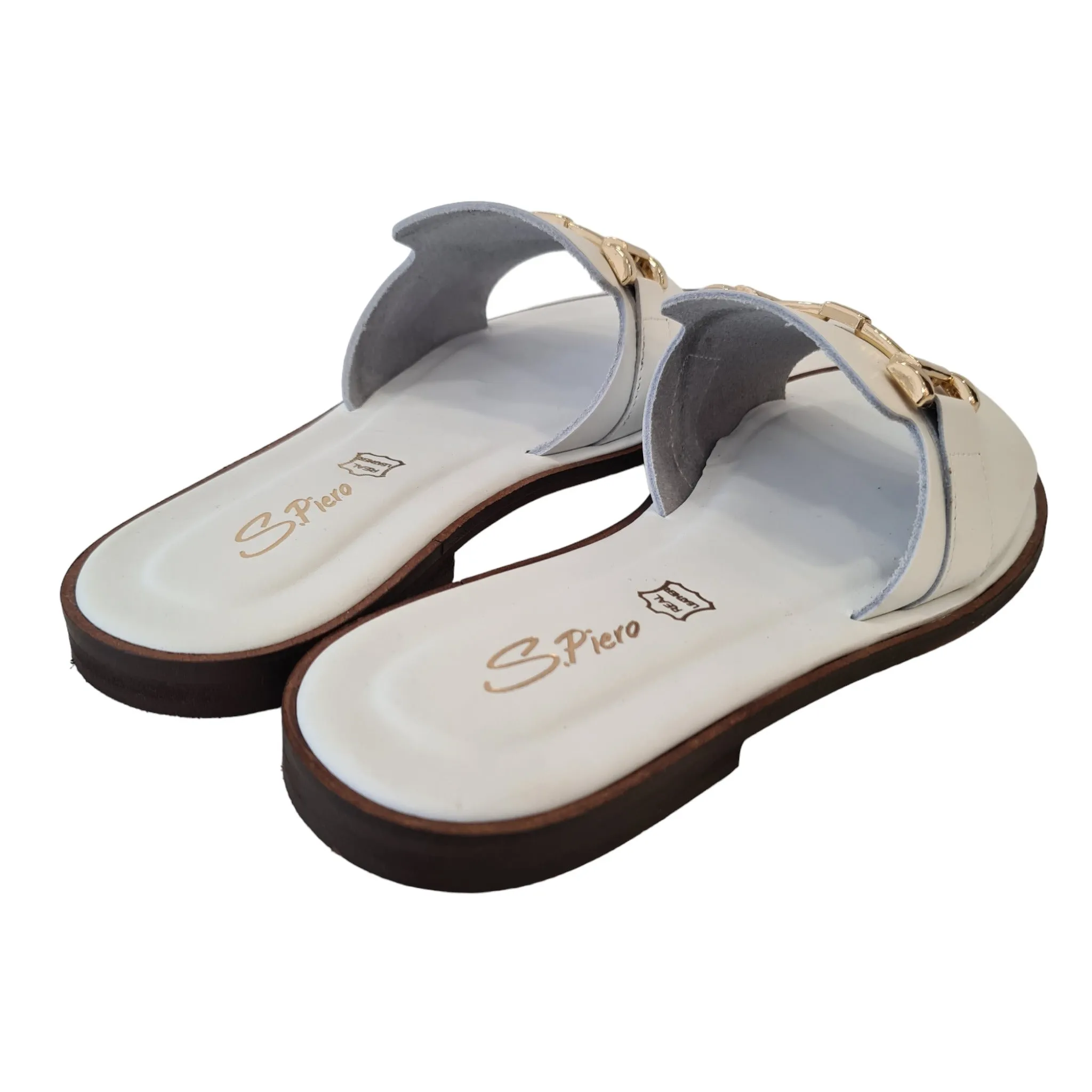 San Piero Sandalo Bianco Accessorio Oro Rif.29