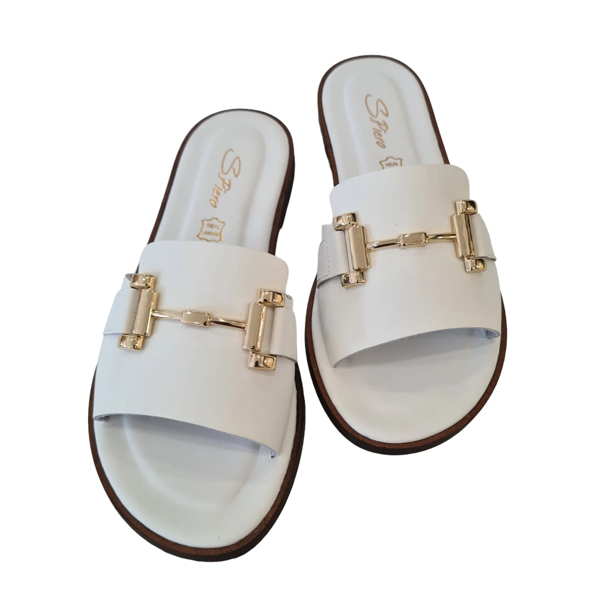 San Piero Sandalo Bianco Accessorio Oro Rif.29