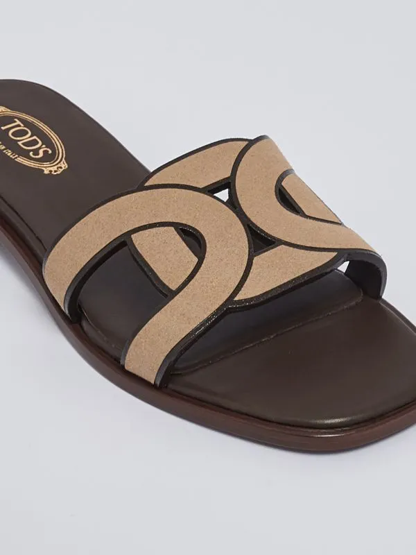 Sandalo donna Tod's in pelle scamosciata Tabacco