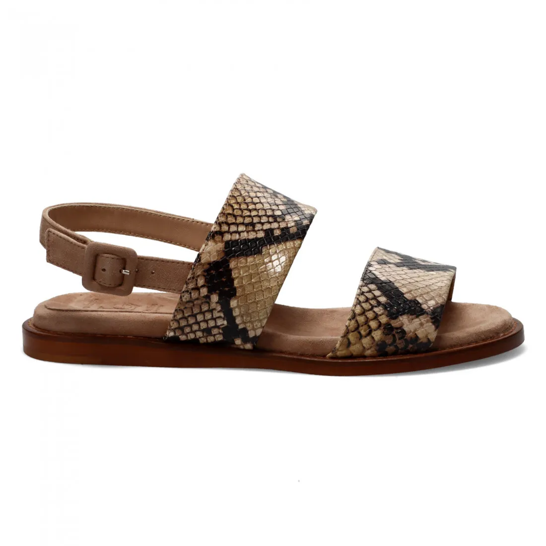Sandalo Luca Grossi marrone in pelle stampa animalier