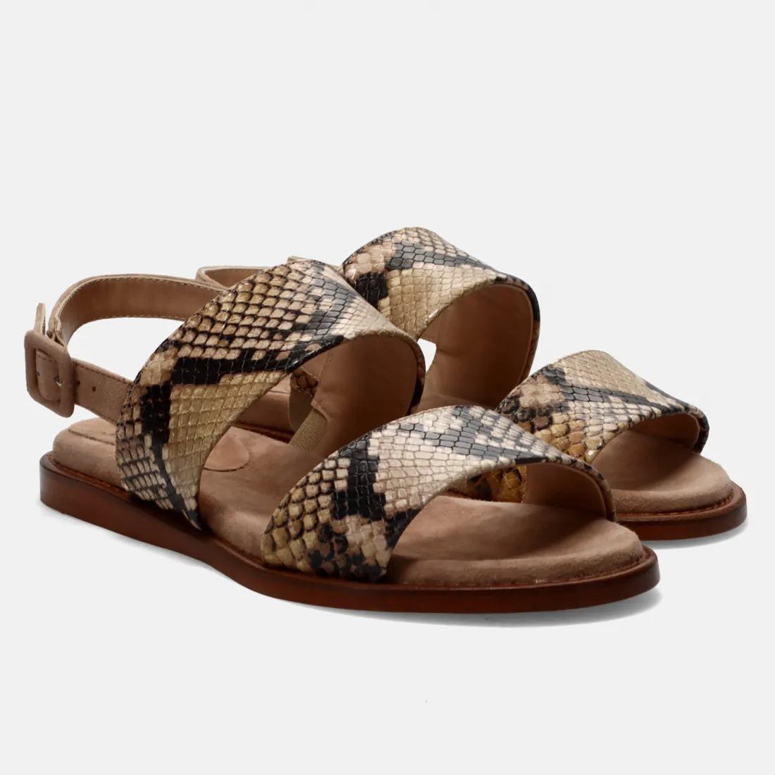 Sandalo Luca Grossi marrone in pelle stampa animalier