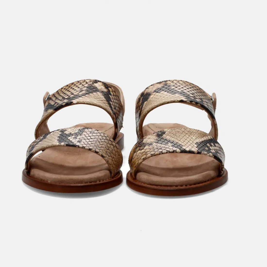Sandalo Luca Grossi marrone in pelle stampa animalier