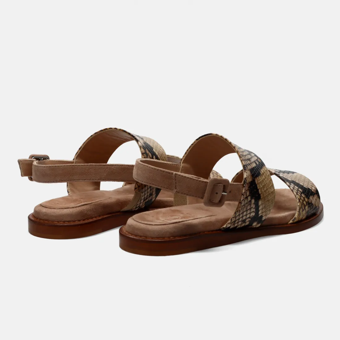 Sandalo Luca Grossi marrone in pelle stampa animalier