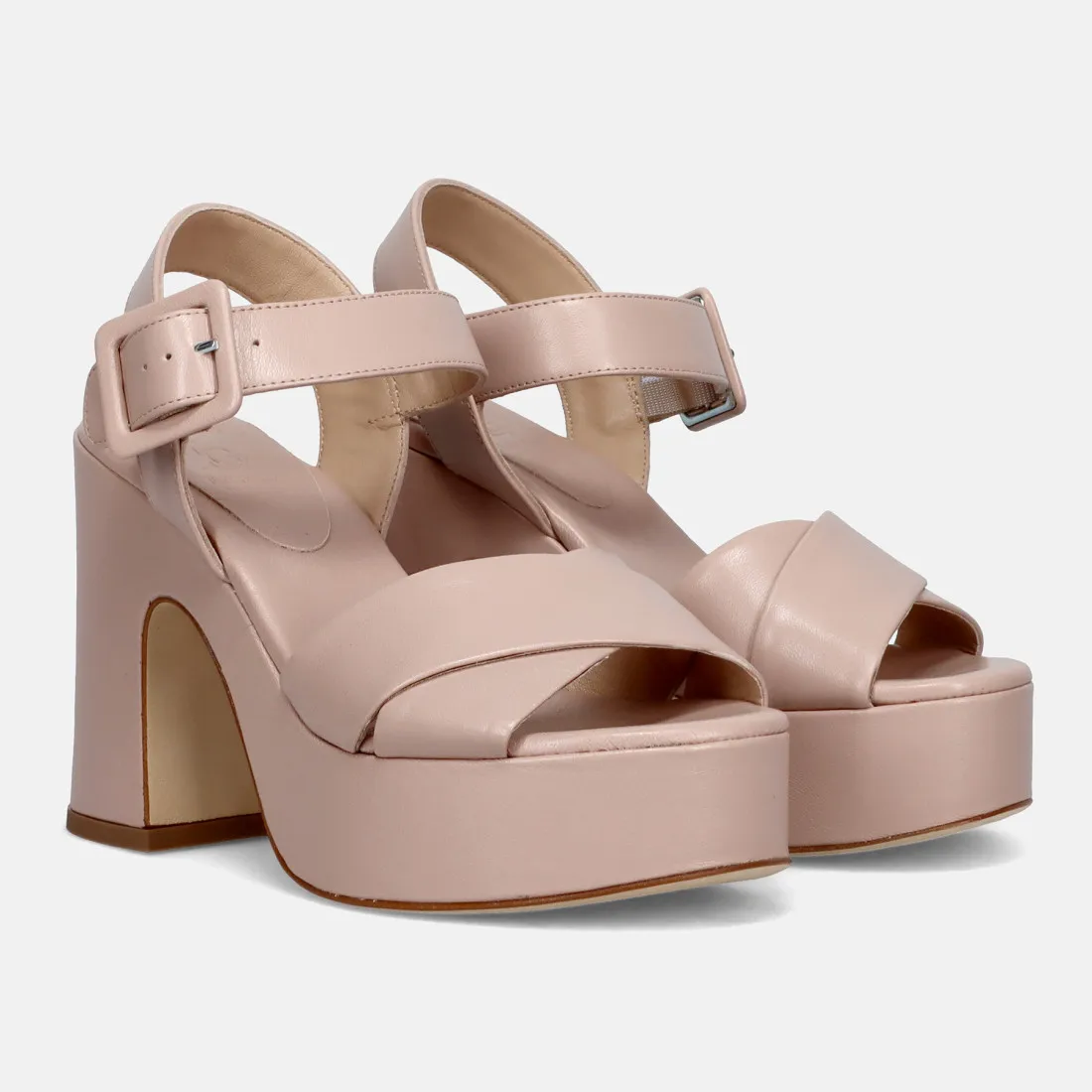 Sandalo platform Luca Grossi in pelle beige