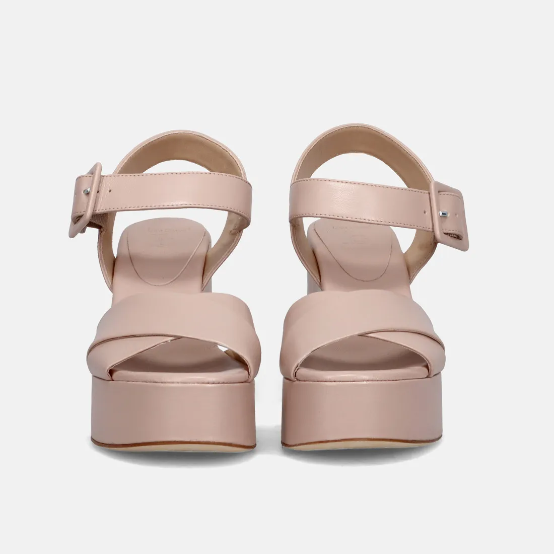 Sandalo platform Luca Grossi in pelle beige