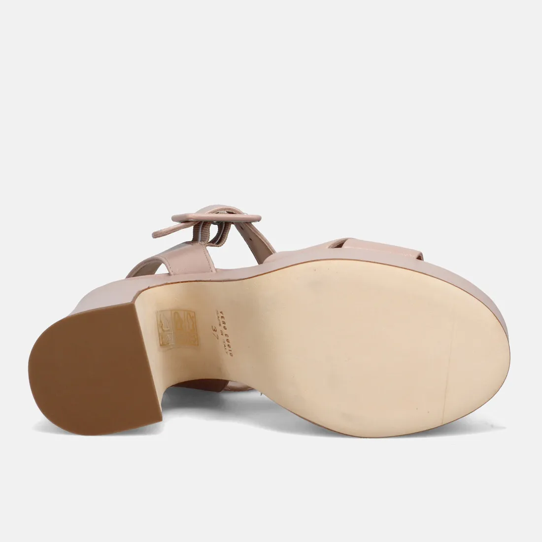 Sandalo platform Luca Grossi in pelle beige