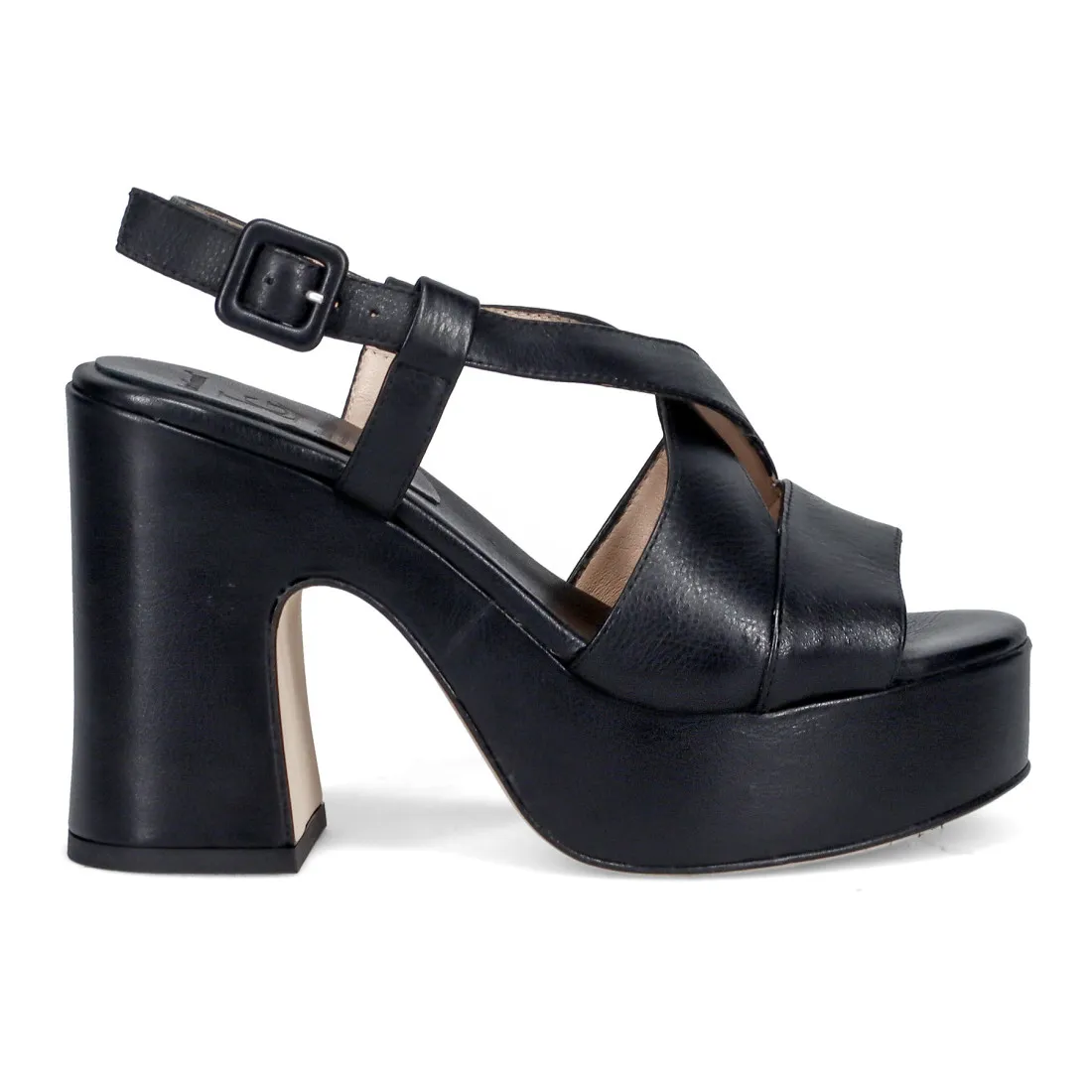 Sandalo platform Luca Grossi in pelle nera