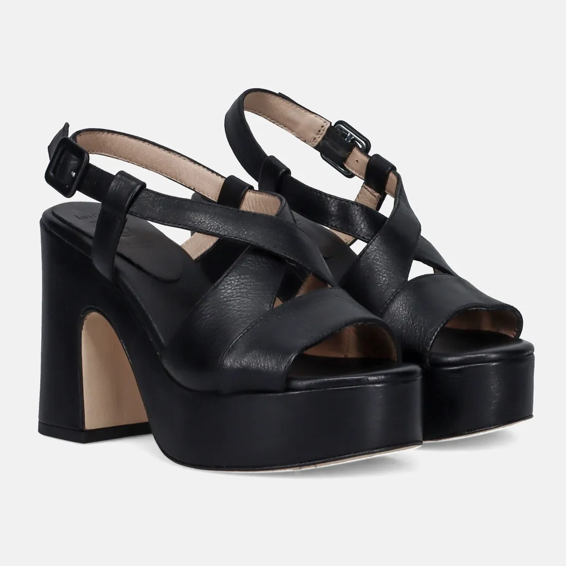 Sandalo platform Luca Grossi in pelle nera
