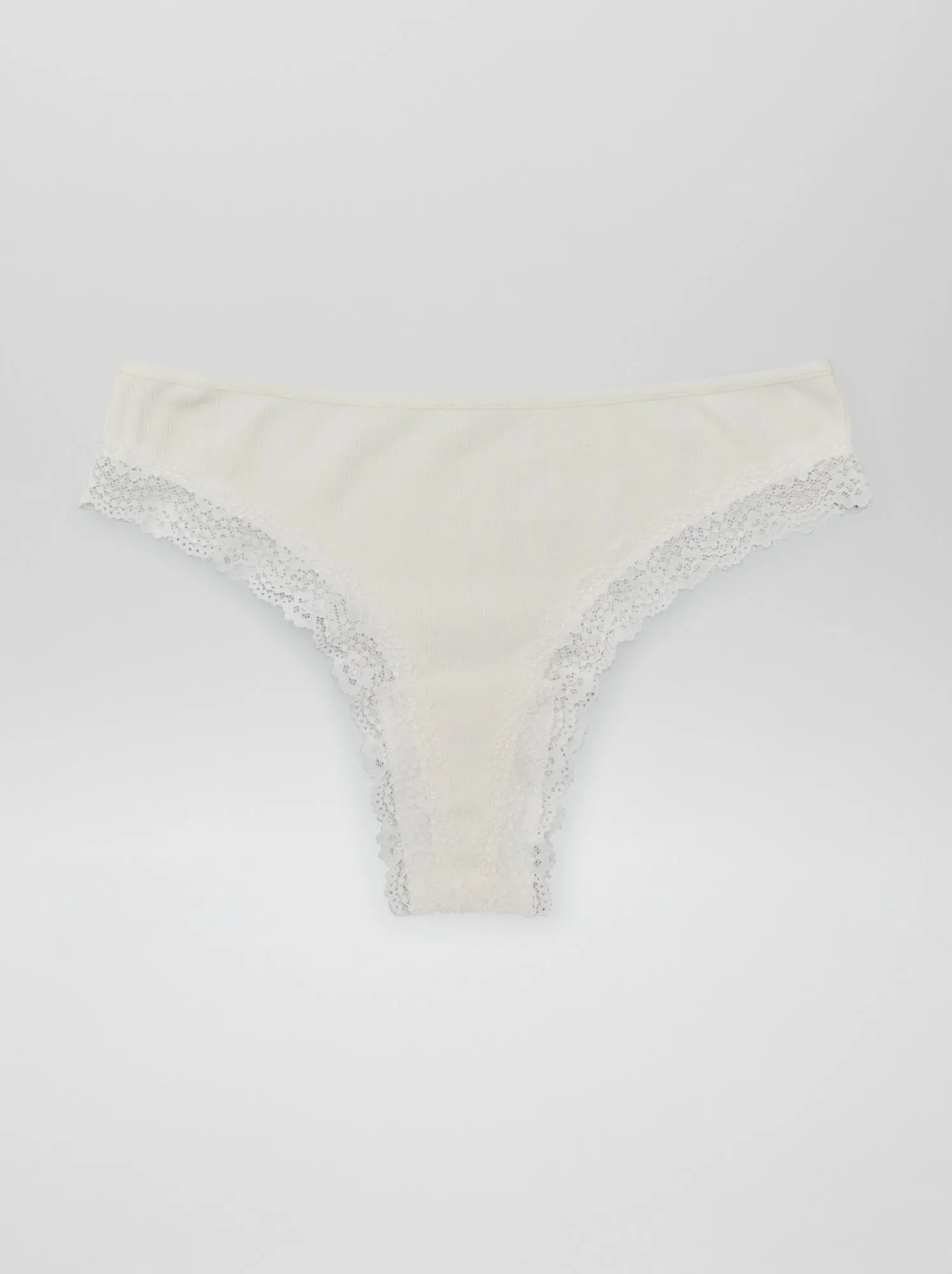 Set di 3 tanga in maglia a coste - marrone prugna