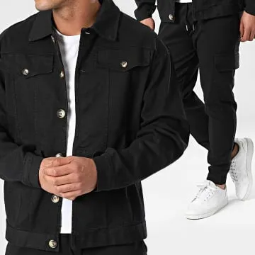 Set di maglia nera e pantaloni cargo