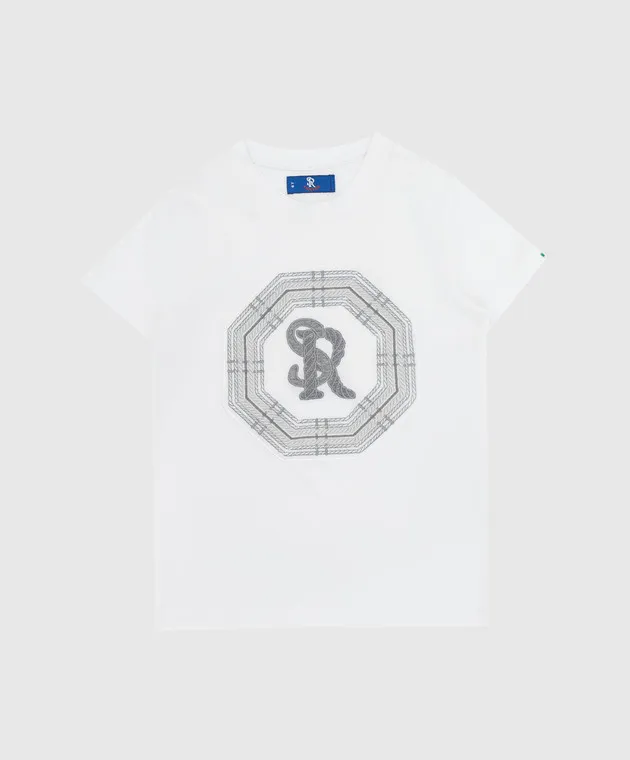 Stefano Ricci T-shirt bianca da bambino con ricamo monogramma YNH9200530803