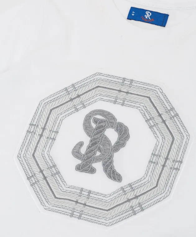 Stefano Ricci T-shirt bianca da bambino con ricamo monogramma YNH9200530803