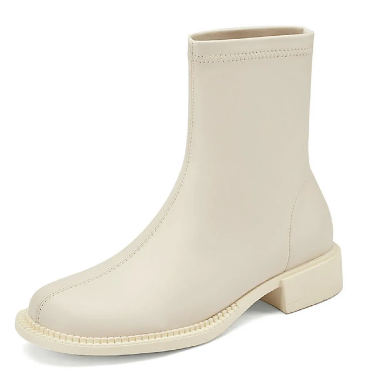 Stivaletti da donna concisi in vera pelle da ufficio per feste casual con punta arrotondata e tacchi bassi scarpe da donna autun