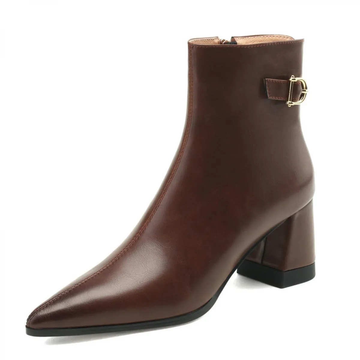 Stivaletti da donna in vera pelle per il tempo libero all'aperto scarpe con tacco alto a punta scarpe donna autunno inverno tagl