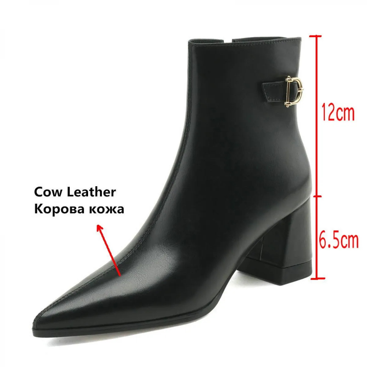 Stivaletti da donna in vera pelle per il tempo libero all'aperto scarpe con tacco alto a punta scarpe donna autunno inverno tagl