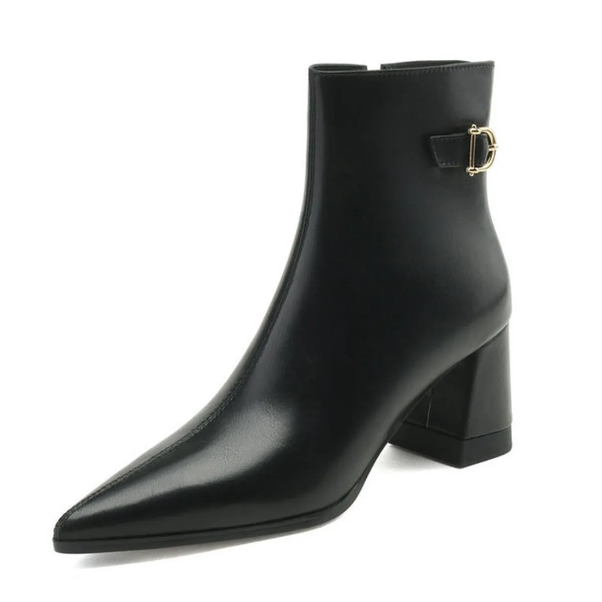 Stivaletti da donna in vera pelle per il tempo libero all'aperto scarpe con tacco alto a punta scarpe donna autunno inverno tagl