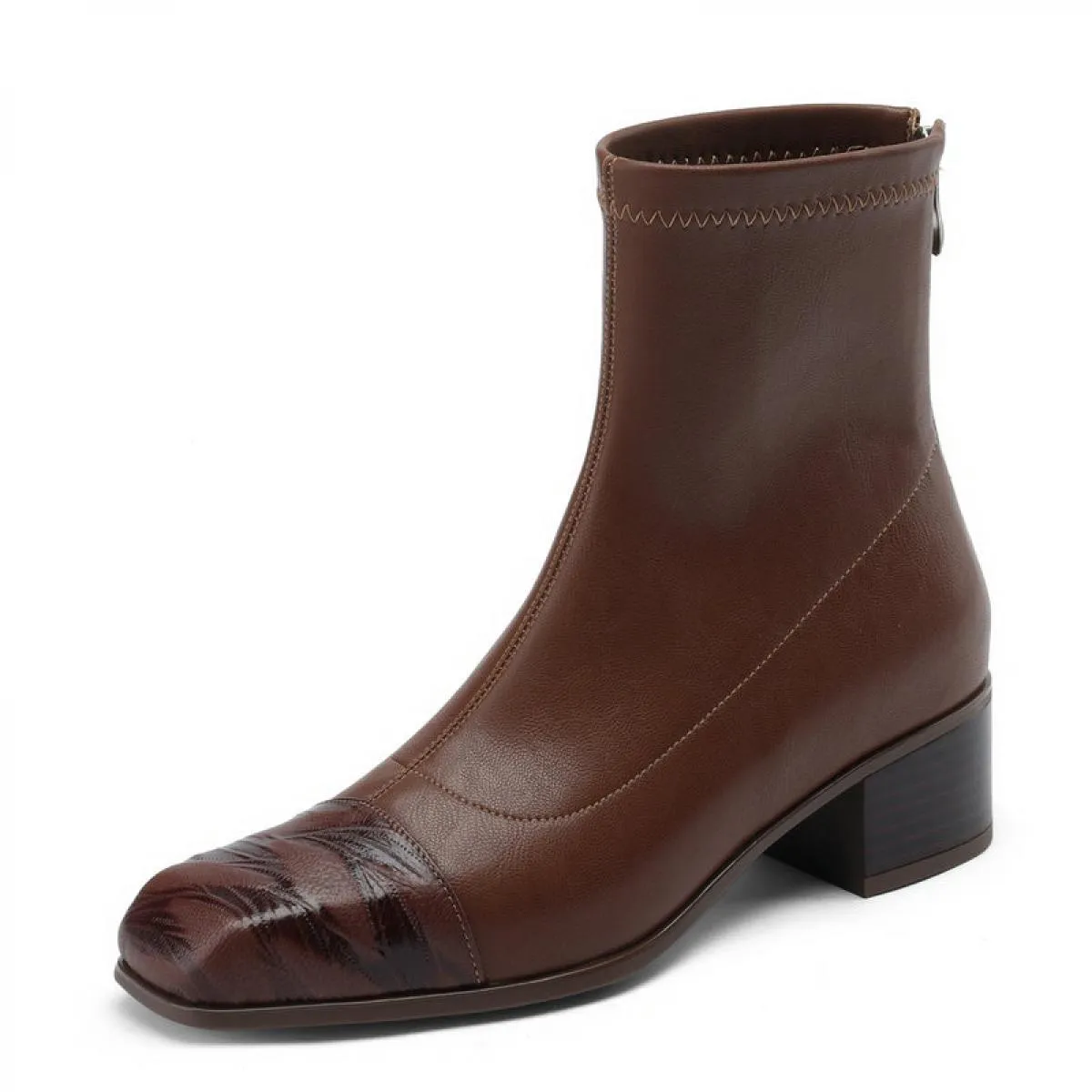 Stivaletti da donna in vera pelle punta quadrata scarpe con tacco medio scarpe da donna abito da ufficio donna autunno inverno t