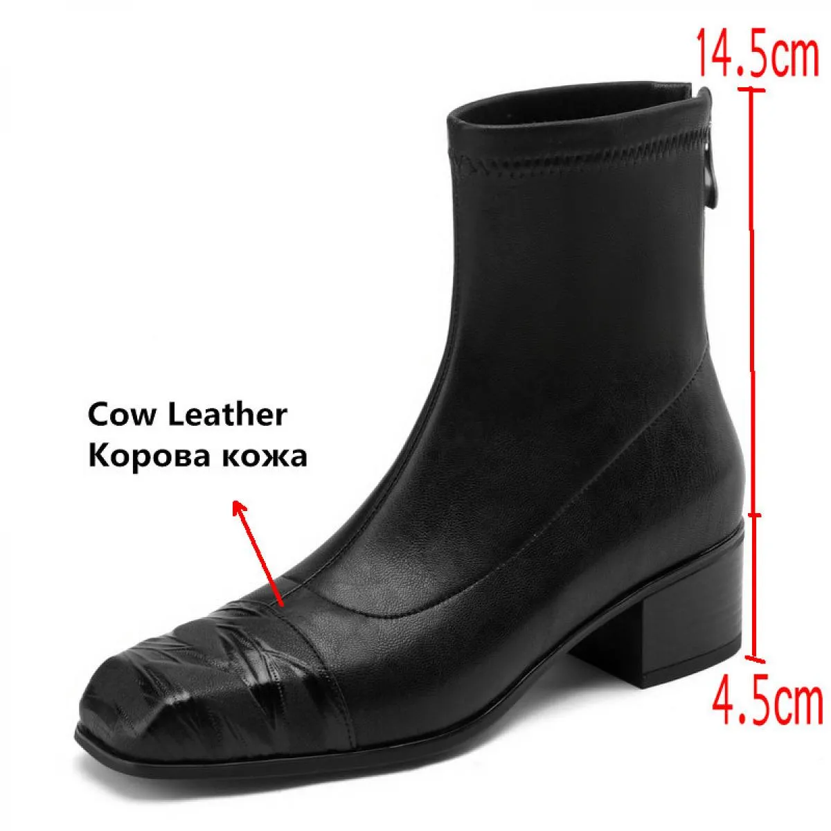 Stivaletti da donna in vera pelle punta quadrata scarpe con tacco medio scarpe da donna abito da ufficio donna autunno inverno t