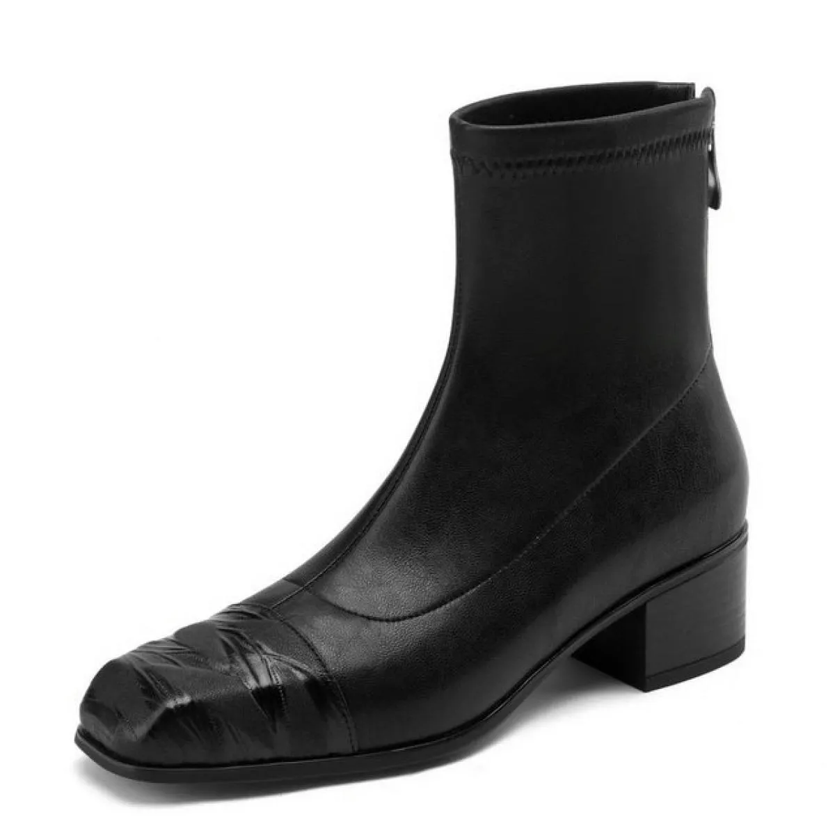 Stivaletti da donna in vera pelle punta quadrata scarpe con tacco medio scarpe da donna abito da ufficio donna autunno inverno t