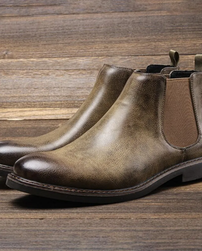 Stivaletti da uomo Autunno Retro Moda Testa a punta Plus Size High Top Slip On Desert Stivali da lavoro quotidiani Zapatos Casua