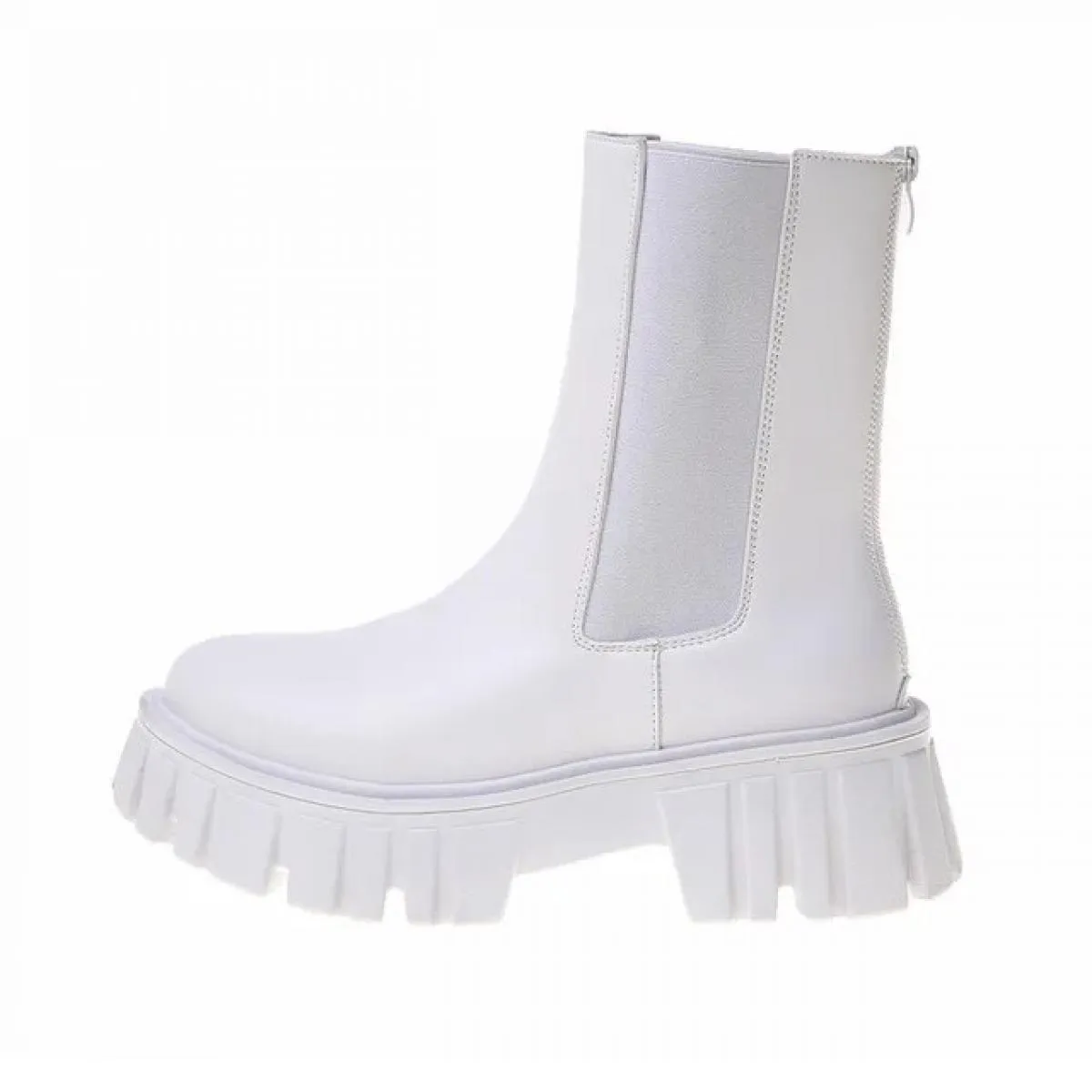 Stivaletti di alta qualità per donna Stivali da moto autunno Scarpe con plateau con tacco spesso Donna Slip On Punta tonda Moda