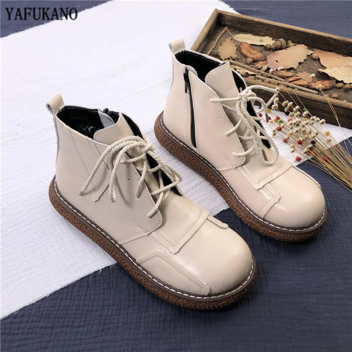Stivali da donna con plateau Mori Girl Scarpe da bambola con testa grande letteraria Stivali corti più Stivaletti da donna in ve