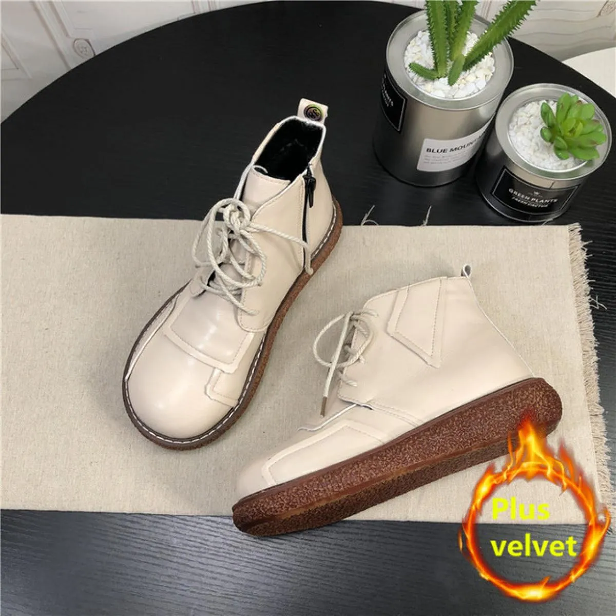 Stivali da donna con plateau Mori Girl Scarpe da bambola con testa grande letteraria Stivali corti più Stivaletti da donna in ve