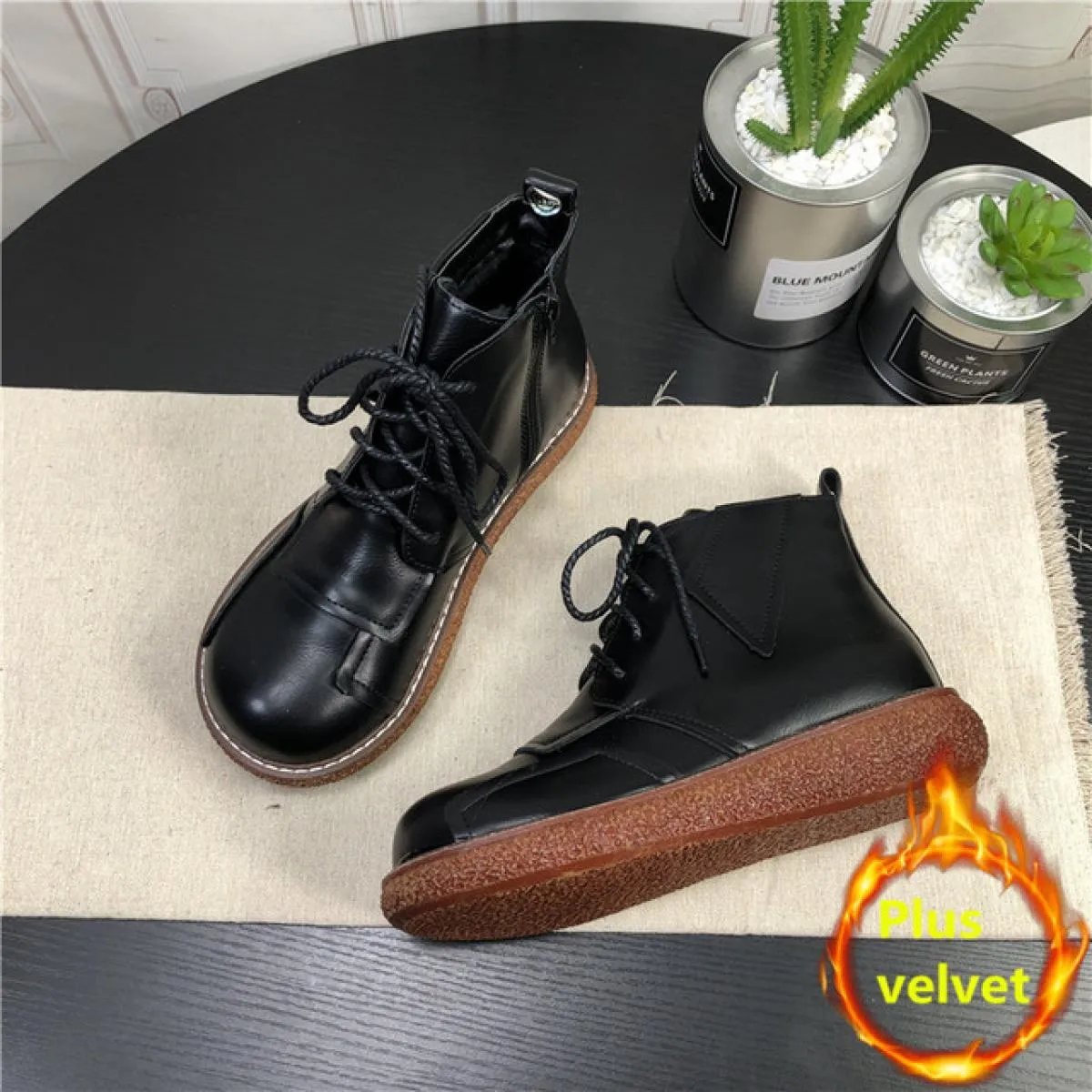Stivali da donna con plateau Mori Girl Scarpe da bambola con testa grande letteraria Stivali corti più Stivaletti da donna in ve