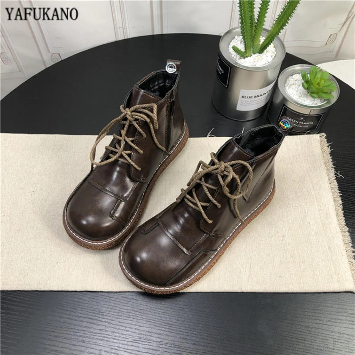 Stivali da donna con plateau Mori Girl Scarpe da bambola con testa grande letteraria Stivali corti più Stivaletti da donna in ve