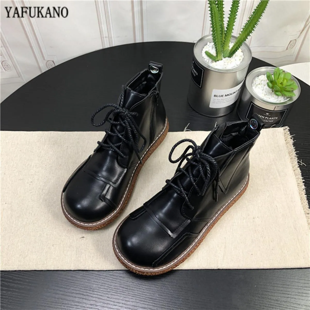 Stivali da donna con plateau Mori Girl Scarpe da bambola con testa grande letteraria Stivali corti più Stivaletti da donna in ve
