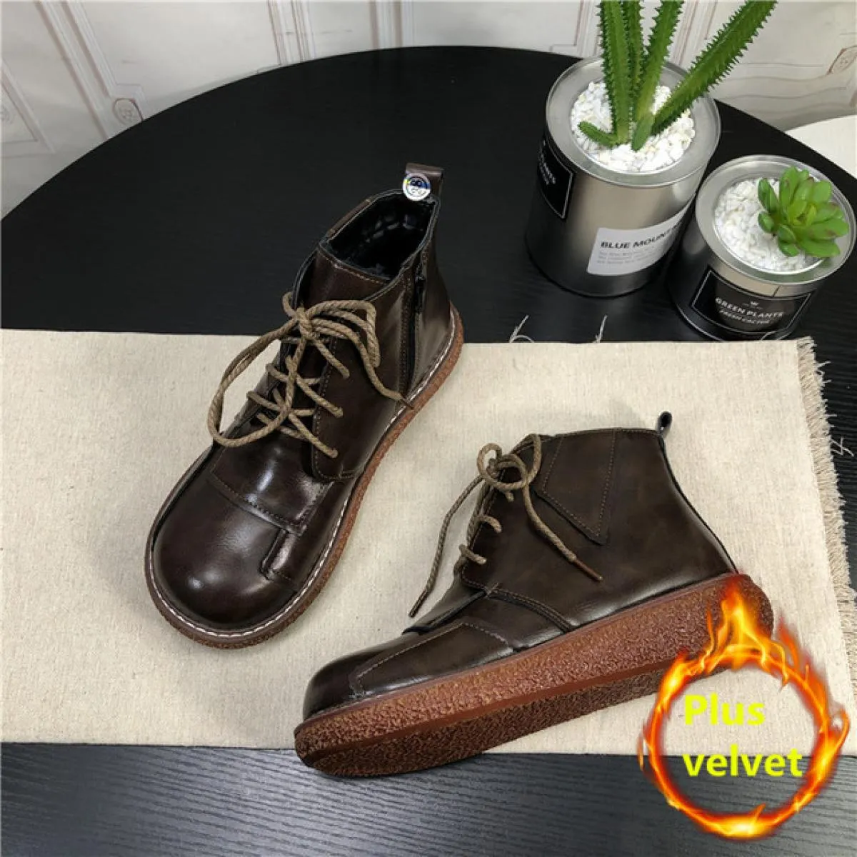 Stivali da donna con plateau Mori Girl Scarpe da bambola con testa grande letteraria Stivali corti più Stivaletti da donna in ve