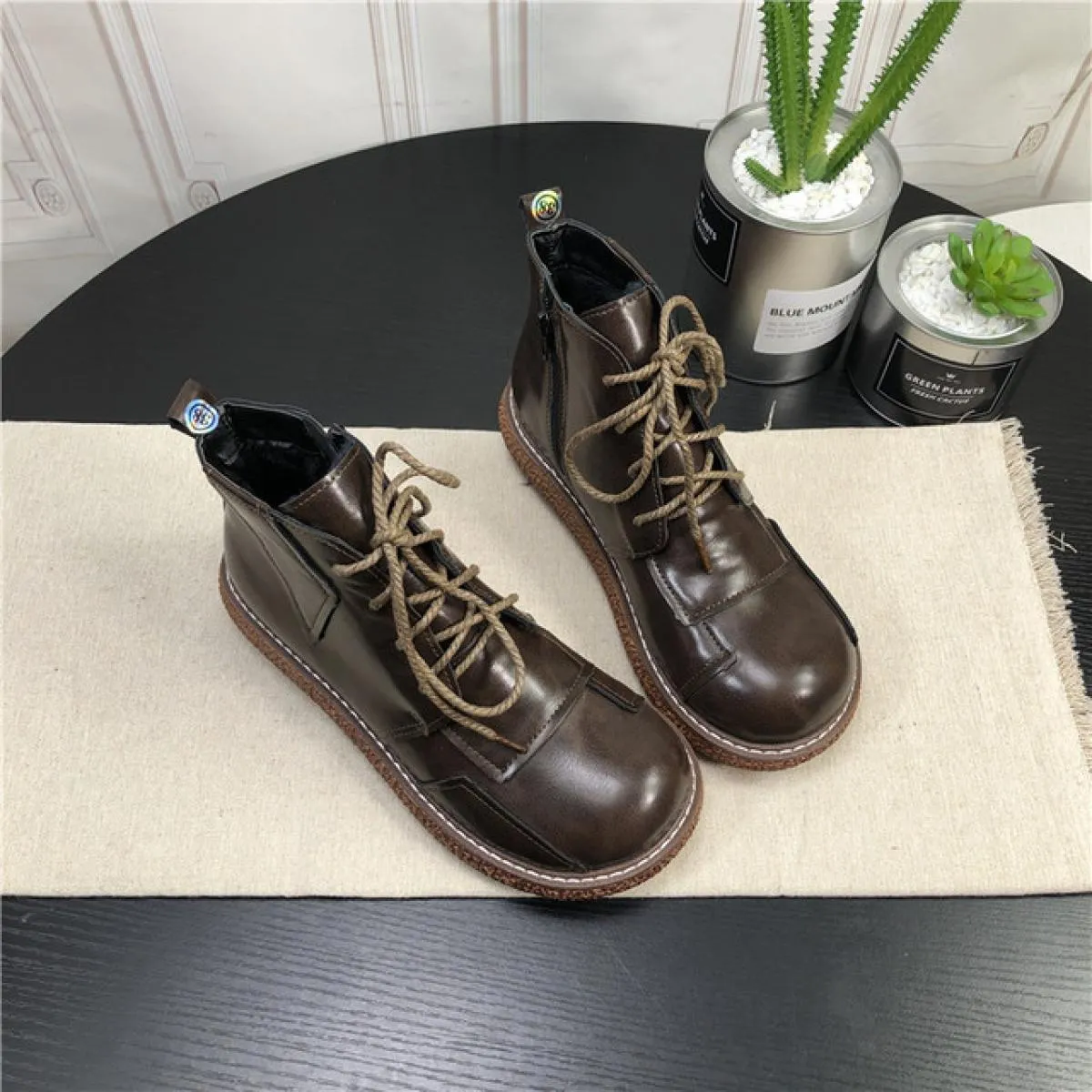 Stivali da donna con plateau Mori Girl Scarpe da bambola con testa grande letteraria Stivali corti più Stivaletti da donna in ve