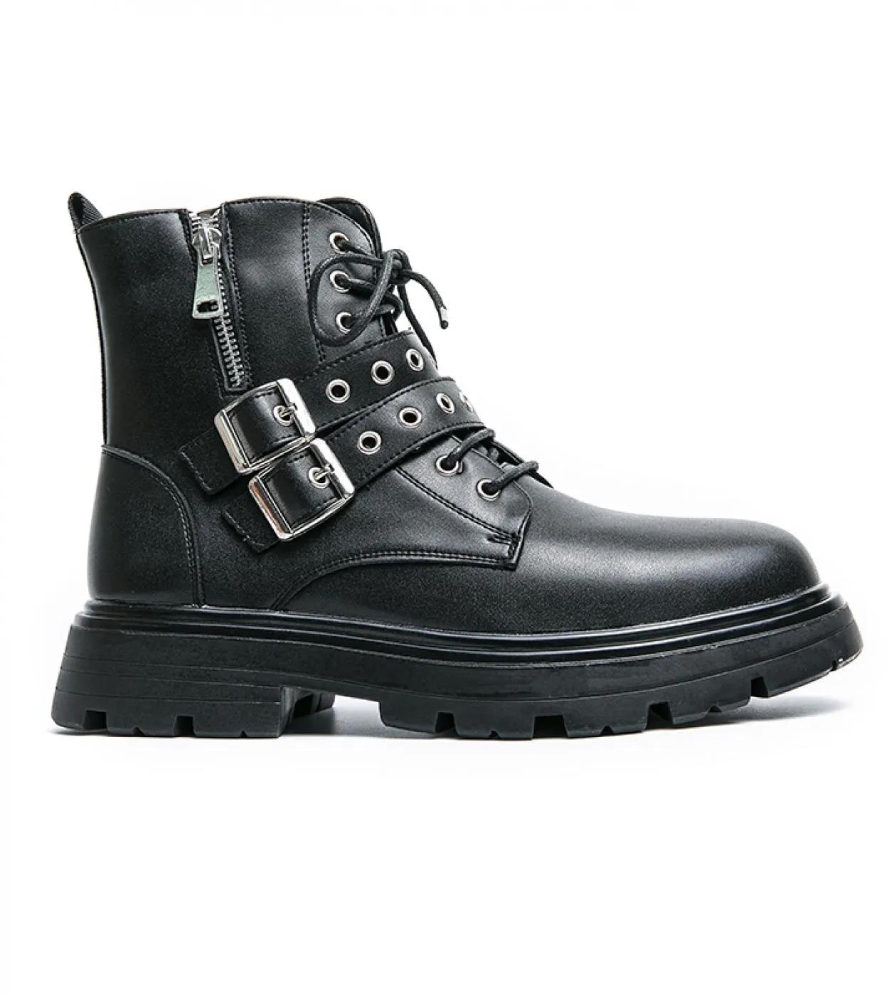 Stivali da moto stile punk Stivali da cowboy da uomo Stivaletti Stivali di pelle Stivali di pelle moda Catena rivetto Marchio di