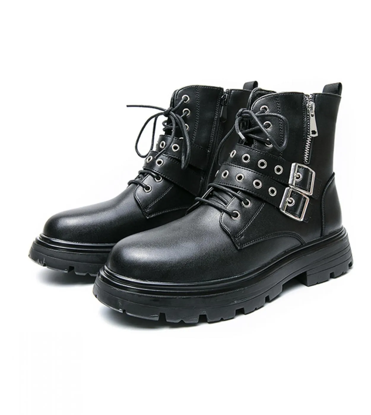 Stivali da moto stile punk Stivali da cowboy da uomo Stivaletti Stivali di pelle Stivali di pelle moda Catena rivetto Marchio di